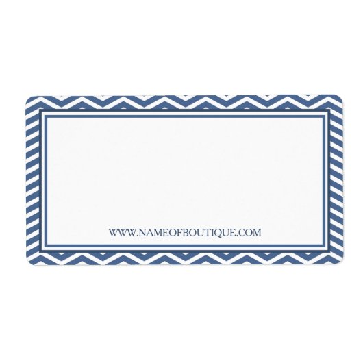 Stylish Slate Blue Chevron Beautique Website Etiket (Voorkant)