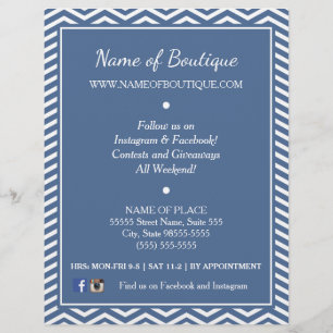 Stylish Slate Blue Chevrons Boutique Events Flyer