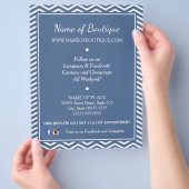 Stylish Slate Blue Chevrons Boutique Events Flyer (Hand)