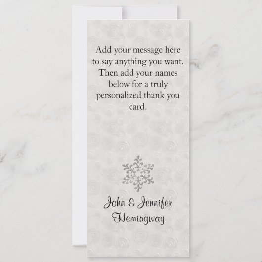 Stylish Snowflake Photo Weddenschap Hartelijk dank Kaart (Achterkant)
