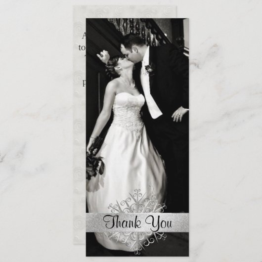 Stylish Snowflake Photo Weddenschap Hartelijk dank Kaart (Voorkant / Achterkant)