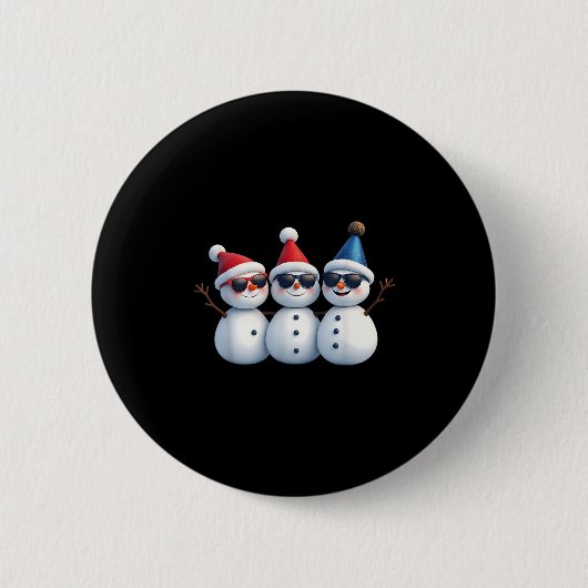 Stylish Snowmen In Winter Wonderland 3 Snowmen Fri Ronde Button 5,7 Cm (Voorkant)