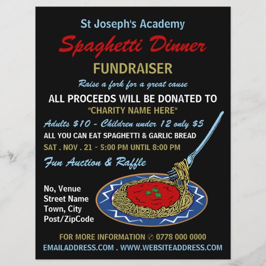 Stylish Spaghetti Dinner Fundraiser Event Flyer (Voorkant)