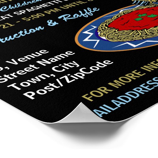 Stylish Spaghetti Dinner Fundraiser Event Poster (Hoek)