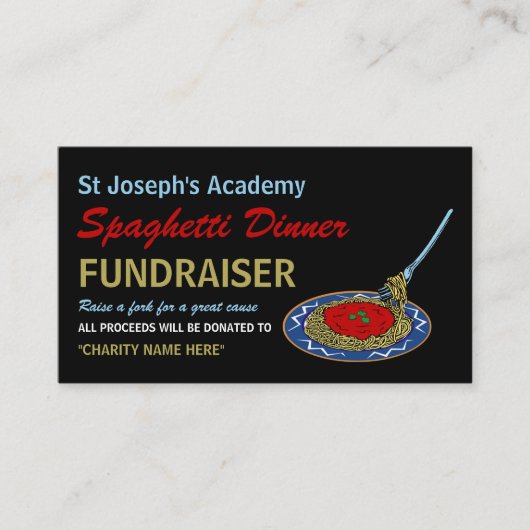 Stylish Spaghetti Dinner Fundraiser Event Visitekaartje (Voorkant)