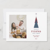 Stylish Spanish Colorful Christmas Tree Photo Feestdagenkaart (Voorkant)