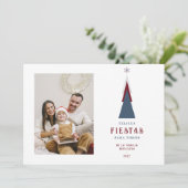Stylish Spanish Colorful Christmas Tree Photo Feestdagenkaart (Staand voorkant)