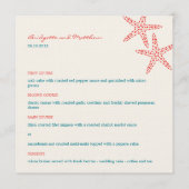 Stylish Starfish Wedding Menu Cards (Voorkant)