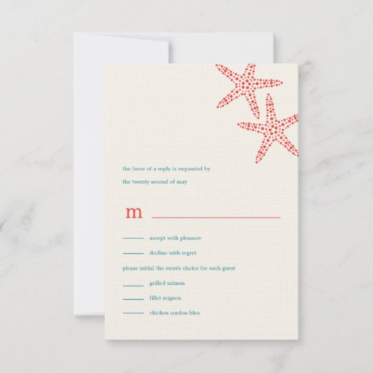 Stylish Starfish Wedding RSVP/Response-kaarten RSVP Kaartje (Voorkant)