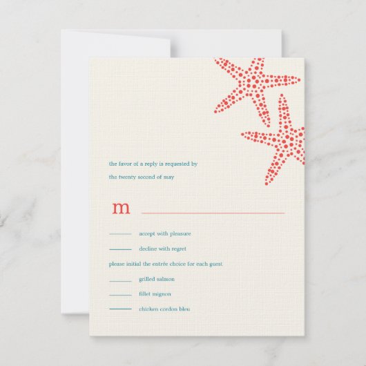 Stylish Starfish Wedding RSVP/Response-kaarten RSVP Kaartje (Voorkant)