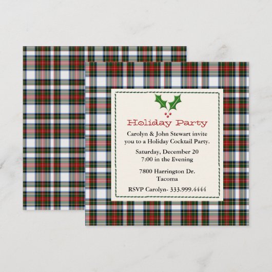 Stylish Stewart Dress Tartan Custom Holiday Party Kaart (Voorkant / Achterkant)