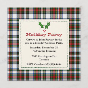 Stylish Stewart Dress Tartan Custom Holiday Party Kaart