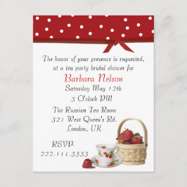 Stylish Strawberries Tea Party Invitation Kaart
