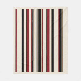 Stylish Striped Black Red Cream Fleece Deken