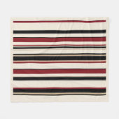 Stylish Striped Black Red Cream Fleece Deken (Voorkant (Horizontaal))