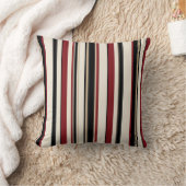 Stylish Striped Black Red Cream Throw Cushion Kussen (Deken)