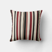 Stylish Striped Black Red Cream Throw Cushion Kussen (Achterkant)