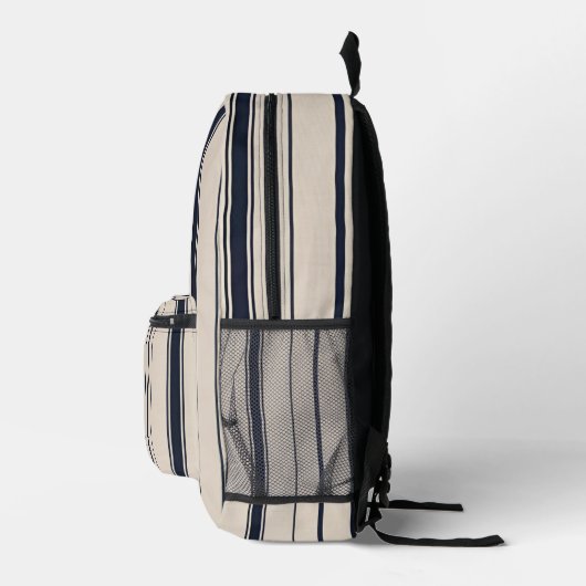 Stylish Striped Blue and Cream Backpack Bedrukte Rugzak (Rechts)