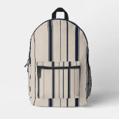 Stylish Striped Blue and Cream Backpack Bedrukte Rugzak (Voorkant)