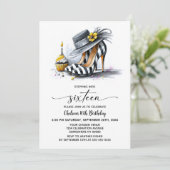 Stylish Striped High Heel Shoes 16th Birthday Kaart (Staand voorkant)
