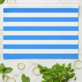 Stylish Striped White and Bright Blue Theedoek (Gevouwen)