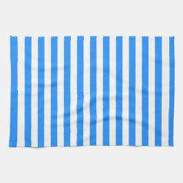 Stylish Striped White and Bright Blue Theedoek