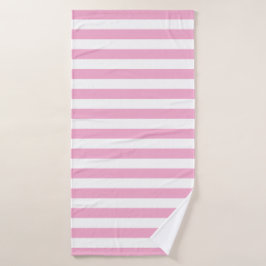 Stylish Striped White and Light Pink Badhanddoek