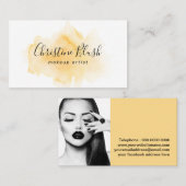 Stylish Sunny Yellow Waterverf Splash MUA Visitekaartje (Voorkant / Achterkant)