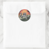 Stylish Sunset Cat Ronde Sticker (Tas)