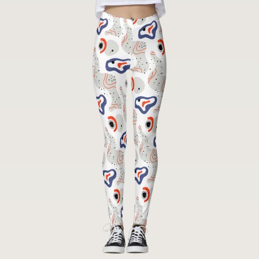 Stylish Swirls and Curbs Abstract Pattern Leggings (Voorkant)
