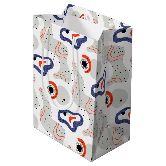 Stylish Swirls and Curbs Abstract Pattern Medium Cadeauzakje (Achterkant Gekanteld)