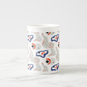 Stylish Swirls and Curbs Abstract Pattern Porselein Kop (Voorkant)