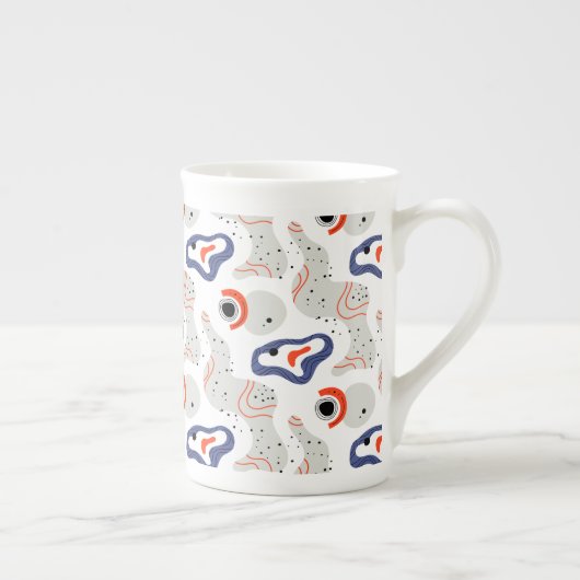 Stylish Swirls and Curbs Abstract Pattern Porselein Kop (Rechts)