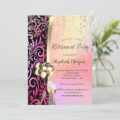 Stylish Swirls Glas, High Heels, Retirement Kaart (Staand voorkant)