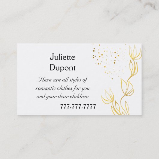 Stylish Tailor Dressmaker Gold trouwsalon Visitekaartje (Achterkant)