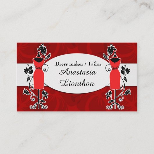 Stylish Tailor Dressmaker red Visitekaartje (Voorkant)