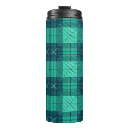 Stylish Tartan Plaid Green  Thermosbeker (Voorkant)