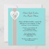 Stylish Taupe en Aqua Blue Wedding Invitation Kaart (Voorkant)