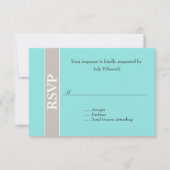 Stylish Taupe en Aqua Blue Wedding RSVP Kaart (Voorkant)