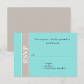 Stylish Taupe en Aqua Blue Wedding RSVP Kaart (Voorkant / Achterkant)