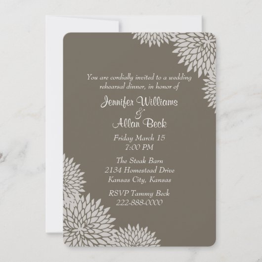 Stylish Taupe Wedding Rehearsal Dinner Invitation Kaart (Voorkant)