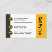Stylish Taxi Buttons Cab Driver Visitekaartje (Voorkant)
