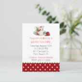 Stylish Tea Cup and Polka Dot Tea Party Invitation Kaart (Staand voorkant)