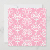 Stylish Tea Party roze Damask Invitation Kaart (Achterkant)