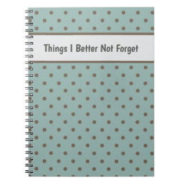 Stylish, Teal Background With Brown Polka Dot Notitieboek