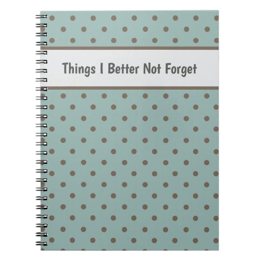 Stylish, Teal Background With Brown Polka Dot Notitieboek (Voorkant)