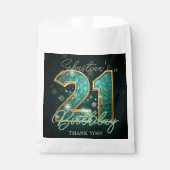 Stylish Teal Gold Mosaic Geometric 21st Birthday Bedankzakje (Voorkant)