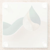 Stylish Teardrop Wave Beige and Green  Glazen Onderzetter (Achterkant)