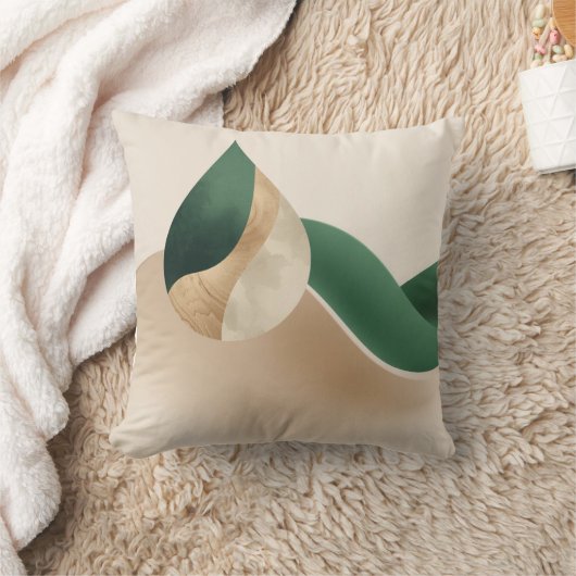 Stylish Teardrop Wave Beige and Green Kussen (Deken)