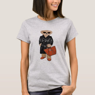 Stylish Teddy Bear Chic Trench Coat Bear Graphic T-shirt